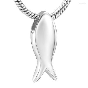 Collane con ciondolo Collana con urna crematoria a forma di pesce lucida per ceneri, medaglione da donna, uomo, in acciaio inossidabile