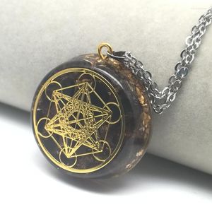 ペンダントネックレスオルゴナイトネックレスSri Yantra Quantum Natural Crystal Tiger Eye Stone Charm Gift for Men