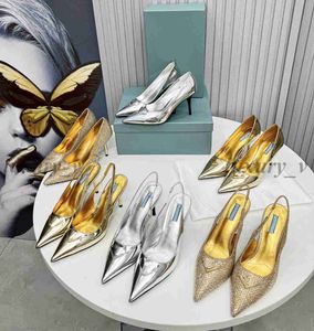 Designer Dress Shoes Women High Heels Patent Leather Stiletto Ankle Strap Sandals Pointed Toes Rhinestone Shoes Fashion Golden Silver Slip-on Pumps