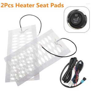 Car Seat Covers 2Pcs Universal 12V Carbon Fiber / Alloy Wire Heated Heater Heating Pads High/Low Round Switch Winter Warmer