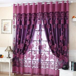 Curtain Elegant Luxurious Jacquard Window Curtains Burnout Tulle Divider Drape Decoration For Living Room Bedroom Door