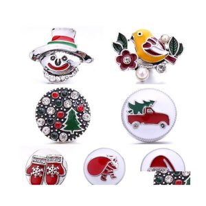 car dvr Clasps Hooks Noosa 18Mm Christmas Ginger Snap Jewelry Sier Enamel Tree Hat Glove Diy Necklace Bracelet Accessory Finding Drop Deli Dhmia