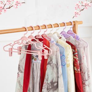 Hangers Racks 5/10pcs Anti-slip Coat Hanger With Clip Clothes Hangers Pants Closet Organizer Skirt Drying Rack Space Saver Adult PP Mater 230227