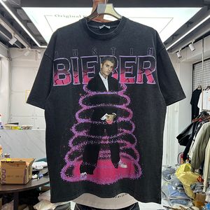 24SS TEESTシャツメンズコットンシャツ服ショーツスリーブスプリーアヒップホッププリントTシャツ本物の写真