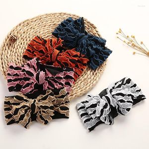 Hair Accessories 1Pce Summer Top Sell Baby Nylon Headband. Soft Bowknot Ribbed Headband For Children Girls Elastic Head Wraps