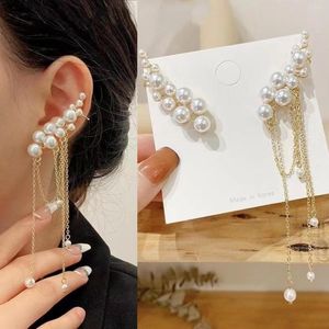 Brincos de backs Brincos vintage Tassel Pearl HOOP EAR CUFF ON PARA MULHERES MULHERES JOIXAS ESTÓTICAS DE PEROMENTO FALHO BRIRNCOS