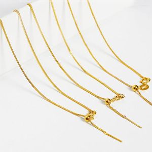 Chains XF800 Real 18K Gold Necklace Fine Jewelry Pure Solid AU750 Adjustable Clavicle Chain For Women Anniversary Gifts X546