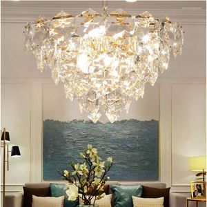 Pendant Lamps Modern Crystal Led Chandelier Lighting Gold Metal Living Room Chandeliers Lights Dining Hanging Lamp Fixtures
