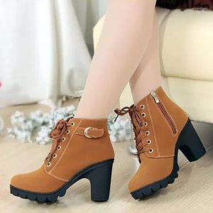 Dress Shoes Autumn Winter Fashion Woman Boots Women Ladies Thick Fur Ankle High Heel Platform Rubber Snow