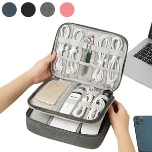 Storage Bags Travel Cable Bag Waterproof Digital USB Charger Storage Bag Portable Office Charging Line Wire Organizer Travel Cable Organizer Y2302