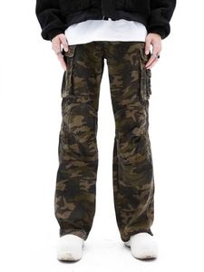 Men's Jeans Hip hop Heavy Camouflage Work Clothes Men and Women's Retro Side Pocket Loose Casual Tactical Camouflage Cargo Trousers Jeans Z0225