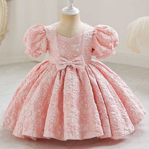 Mädchenkleider, Kleinkind-Mädchenkleid, Hofstil, Vintage-Schleife, Hochzeitskleid, Blasenärmel, Kinderpartykleidung, Prinzessinnenkleid, Babymädchenkleider