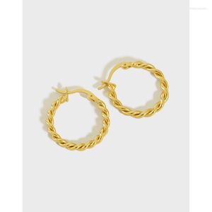 Hoop Earrings 18k Gold 20mm Authentic 925 Sterling Silver Mobius Double Rows Twist Big Circle Huggie Buckle JEWELRY C-EB054