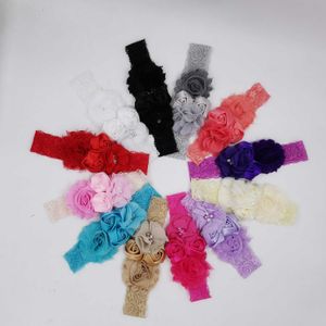 A296 new children's lace elastic hair band baby worn woolen Lace Chiffon Flower Headband Headdress