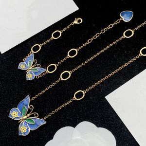 Butterfly designer Necklace for Woman Gift Plant Animal Style Long Chain Necklaces Brass Fashion Jewelry Supply