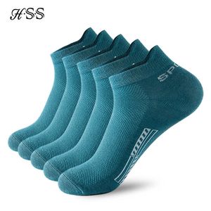 Herrstrumpor HSS 5pairs Organic Cotton Men Socks Ankle Breattable Mesh Sports Sock Casual Athletic Summer Thin Short Sokken Plus Size EU4046 Z0227