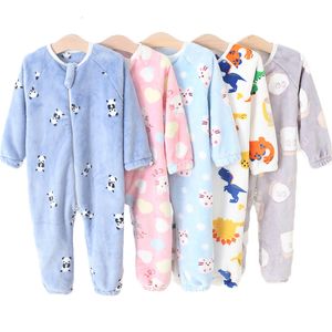 Pajamas Baby Pajamas For Boys Girls Thick Warm Pajama Autumn Children Flannel Onesies Jumpsuits Winter Kids Cartoon Blanket Sleepwear 230227