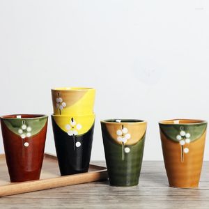Tazze Tazza di fiori giapponesi Coppia fatta a mano Tazza di ceramica con fiori di ciliegio Lascia che il tempo rallenti Goditi un tè Relax e vita