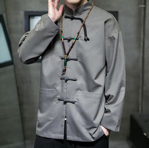 Mäns jackor 2023 Spring och sommar kinesisk stil Men Retro Dish Buckle Tang Suit Hanfu Jacket Graffiti Coat