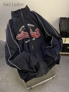 Giacche da uomo Gmiixder Giacca uniforme da baseball ricamata Autunno Inverno Vintage Streetwear American Retro Lettere stampate Kpop Bomber Jacket 230227