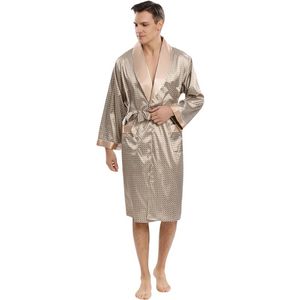 Men's Sleepwear Men Mens Robes Silk Long Sleeve Nightgown Bathrobe Kimono Home Bath Gown Printed Geometric RTYU1Men's