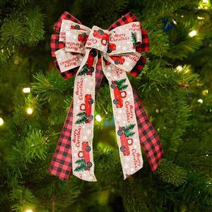 Decorazioni natalizie Simpatica ghirlanda di fiocchi scozzesi Vacanze Artigianato fai-da-te Decorazioni per porte Ornamenti di bowknot per la festa di nozze di Natale dell'albero