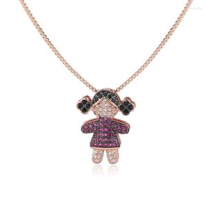 ペンダントネックレスOmyfun Factory Price Lovely Girl and Boy Necklace Rose-Gold Color Coker Collar Ouro Joalheria N001