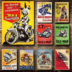 Retro motocykl artystyczny obraz metalowy znak Vintage tablica plakat znak blaszany dekoracja ścienna do baru Pub Club Retro wyścigi spersonalizowany plakat prezent rozmiar 30X20cm w02