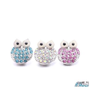 car dvr Other Rhinestone Owl Snap Button Jewelry Components 18Mm Metal Bird Snaps Buttons Fit Bracelet Bangle Noosa B1215 Drop Delivery Findi Dhhhz