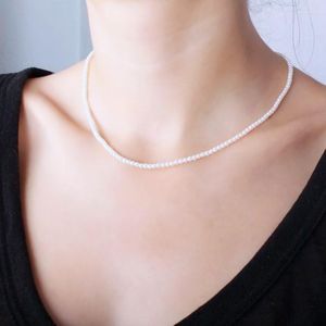 Choker Small Pearl Necklace Natural Freshwater Kort diameter 3,5 mm tjejpärledamer