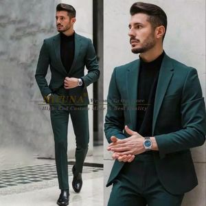 Ternos masculinos Blazers verde escuro Slim Fit Men Suit