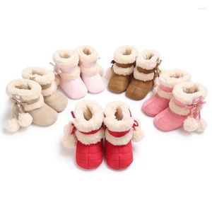 Pierwsze spacerowicze zimowe buty dla dzieci dla dziewczynek miękkie gumowe podeszwy buty śniegowe ciepłe maluch śnieżny booty słodka moda niemowlę piechur