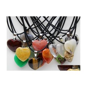 car dvr Pendant Necklaces Natural Stone Heart Quartz Crystal Agates Turquoises Malachite For Jewelry Making Necklace Drop Delivery Pendants Dhyho