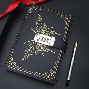 Notepads Retro password book with lock diary Korean version of hand ledger creative notepad female student notebook stationery 230225
