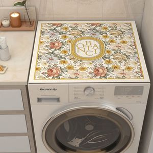 Halı retro çiçek çamaşır makinesi tozu geçirmez kapak İskandinav su geçirmez fırın mikrodalga fırın mutfak şişe fincan mat drenaj 230227