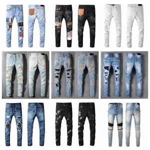 Designer Jeans Mens Jean Letter Envelhecido Skinny Ripped Biker Slim Fit Moto Bikers Denim para Homem Moda Homem Calça Preta Para Homem #BB