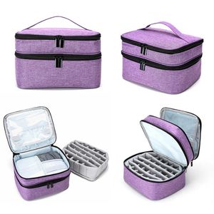 Förvaringspåsar Portable Nail Polish Box Essential Oil Carrying Pack för Travel Daily Double Layer stor kapacitet Parfym Lipstick Organiser Y2302