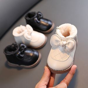 First Walkers Eu16-20 Winter Thick Baby Girls Snow Boots Solid Color Infant First Walkers Baby Booties Toddler Short Boots 230227