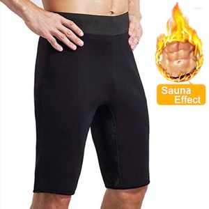 Mäns kroppsformar kvinnor termo bastu svettbyxor med fickträning sportkläder shaper slant shorts capris kompression leggings