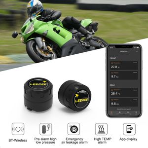 Auto TPMS per moto con 2 sensori esterni Sistema di monitoraggio della pressione dei pneumatici compatibile con Bluetooth 4.0 5.0 Android/IOS