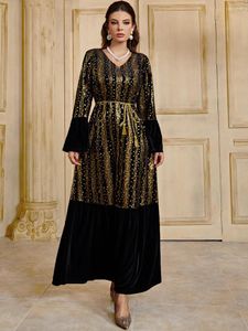 Этническая одежда, Турция, зимнее мусульманское бархатное платье, Дубай, абайя, женское бронзовое платье с вышивкой, марокканский кафтан, Vestidos, длинное вечернее платье
