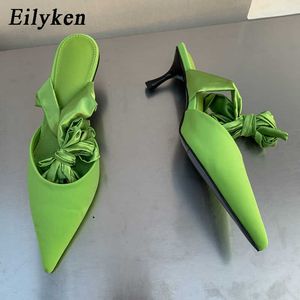 Kleid Schuhe Eilyken 2023 Neue Satin Spitz Frau Pumpen Slipper Stripper Stiletto High Heels Ankle Strap Prom Schuhe Zapato MujerL230227