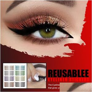 Ögonlockverktyg 5pairs/Set Waterproof Line Stick Reusable Glitter Eyeliner Sticker Double Eyelids Eye Makeup Självhäftande kosmetisk DRO DHCQ7