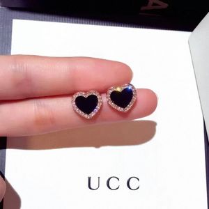925 sterlingsilver hjärta örhängen för kvinnor 18K roséguld glänsande kristall örhängen smycken för fest h4OZ#