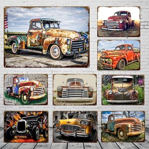 Pickup Classic Cars Pintura Arte Retro Metal Sign Vintage Sign Tin Sign Decorativo Garagem Man Cave Decoração de Casa Vintage Posters de Lata Tamanho Tamanho 30x20cm W02