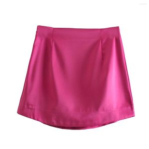 スカートMoyatiiy Women Fashion 2023 Ladies Mini Skirtハイウエストドレープライトカラースカートサイドジッパーデザイン女性ボトム