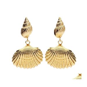 car dvr Dangle Chandelier Shell Earrings Statement Alloy Metal Mermaid Scallop Sea Beach Jewelry Gift Drop Delivery Dhyqh