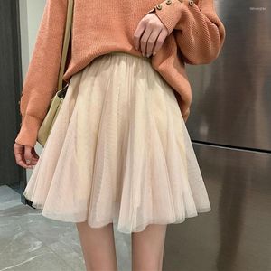 Skirts 2023 Summer Women's Mini Tulle Skirt Girl Student's A-line Meash Elegant Wedding Holiday Daily Outfit