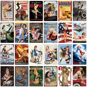 Seksowna gorąca gril metalowy znak blaszany Garaż Zasady metalowa plakat blaszana tablica vintage sexy lady metalowa talerz Tin Plate Retro Wall Stake For Man Cave Decor Home Wall Decor Rozmiar 30x20 cm W01