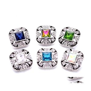 auto dvr Chiusure Ganci All'ingrosso Trendy Crystal Strass Quadrati Bottoni a pressione Chiusura 18Mm Metallo Decorativo Zircone Pulsante Charms Per Diy Snap Dh9Gw